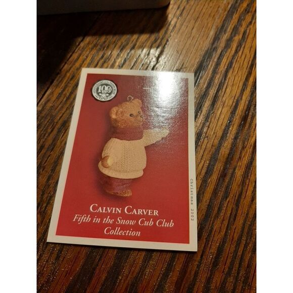 New 2002 Hallmark Keepsake 100th Anniversary Teddy Bear Calvin Carver Ornament - Picture 4 of 7
